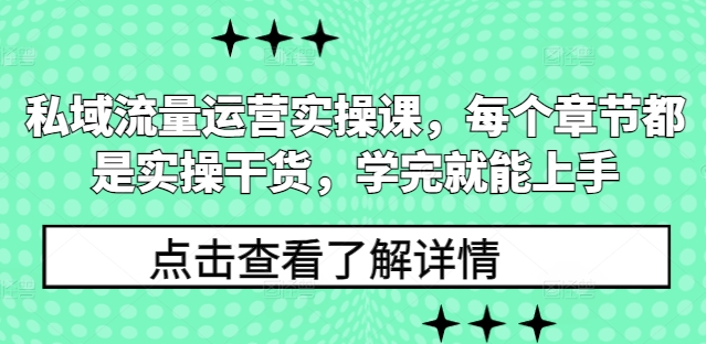 私域流量运营实操课,每个章节都是实操干货,学完就能上手-星河轻创