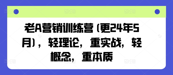 老A营销训练营(更24年12月)，轻理论，重实战，轻概念，重本质-星河轻创