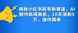 揭秘小红书起号新赛道，AI制作新闻商机，10天涨粉1万，操作简单-星河轻创