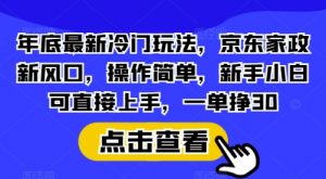 年底最新冷门玩法，京东家政新风口，操作简单，新手小白可直接上手，一单挣30【揭秘】-星河轻创