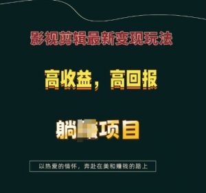 影视剪辑最新变现玩法，高收益，高回报，躺Z项目【揭秘】-星河轻创