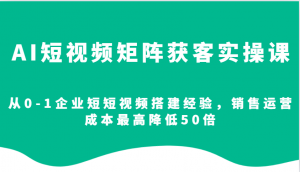 AI短视频矩阵获客实操课，从0-1企业短短视频搭建经验，销售运营成本最高降低50倍-星河轻创