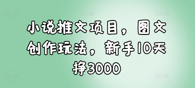 小说推文项目，图文创作玩法，新手10天挣3000-星河轻创