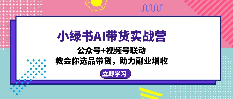 小绿书AI带货实战营：公众号+视频号联动，教会你选品带货，助力副业增收-星河轻创