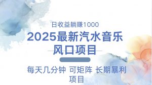 2025最新汽水音乐躺赚项目 每天几分钟 日入1000＋-星河轻创