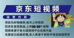 京东短视频带货课，无需自己拍摄剪辑，保姆式教学，两天快速上手-星河轻创