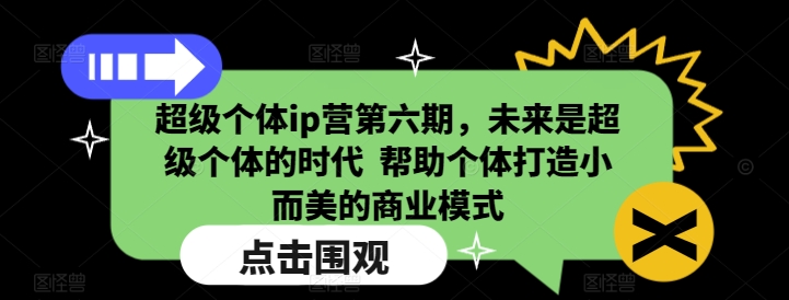 超级个体ip营第六期，未来是超级个体的时代  帮助个体打造小而美的商业模式-星河轻创