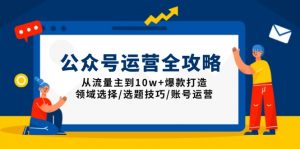 公众号运营全攻略：从流量主到10w+爆款打造，领域选择/选题技巧/账号运营-星河轻创