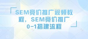 SEM竞价推广视频教程，SEM竞价推广0-1搭建流程-星河轻创