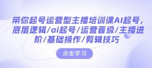 带你起号运营型主播培训课AI起号，底层逻辑/ai起号/运营晋级/主播进阶/基础操作/剪辑技巧-星河轻创