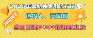 2025年最新独家引流方法，低投入高回报？当日引流300+精准创业粉-星河轻创