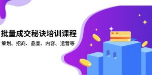 批量成交秘诀培训课程，策划、招商、品宣、内容、运营等-星河轻创