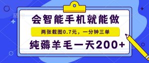会智能手机就能做，两张截图0.7元，一分钟三单，纯薅羊毛一天200+-星河轻创