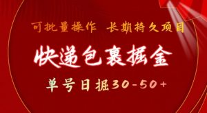 快递包裹撸金 单号日撸30-50+ 可批量 长久稳定收益【揭秘】-星河轻创