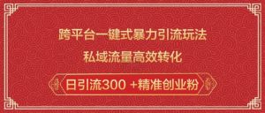 跨平台一键式暴力引流玩法，私域流量高效转化日引流300 +精准创业粉-星河轻创