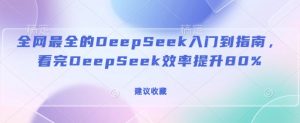 全网最全的DeepSeek入门到指南，看完DeepSeek效率提升80%(建议收藏)-星河轻创