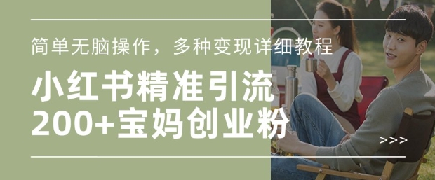 小红书混剪日引200+宝妈创业粉，简单无脑操作，多种变现详细教程-星河轻创