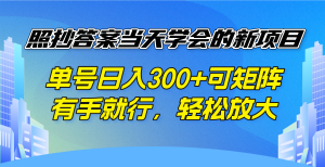 照抄答案当天学会的新项目，单号日入300 +可矩阵，有手就行，轻松放大-星河轻创