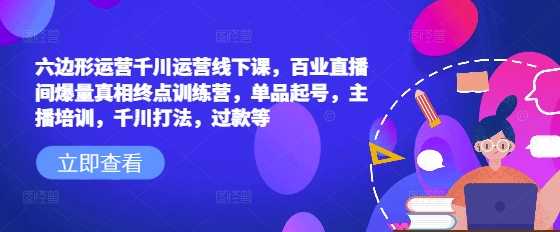 六边形运营千川运营线下课，百业直播间爆量真相终点训练营，单品起号，主播培训，千川打法，过款等-星河轻创