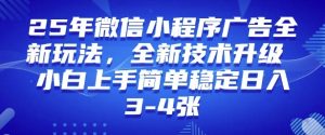 2025年微信小程序最新玩法纯小白易上手，稳定日入多张，技术全新升级【揭秘】-星河轻创