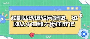 短剧变现逻辑完整版，短剧从小白到大佬速成记-星河轻创