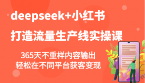 deepseek+小红书打造流量生产线实操课，365天不重样内容输出，轻松在不同平台获客变现-星河轻创