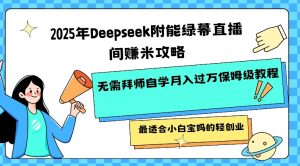 2025年Deepseek附能绿幕直播间挣米攻略无需拜师自学月入过W保姆级教程，最适合小白宝妈的轻创业-星河轻创