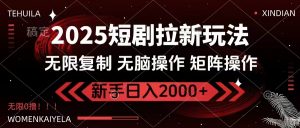 2025短剧拉新玩法，无需注册登录，无限0撸，无脑批量操作日入2000+-星河轻创
