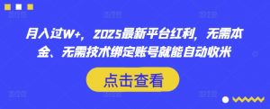 月入过W+，2025最新平台红利，无需本金、无需技术绑定账号就能自动收米-星河轻创