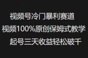 视频号冷门暴利赛道视频100%原创保姆式教学起号三天收益轻松破千-星河轻创