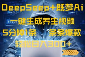 DeepSeek+既梦Ai生成养生视频，5分钟一条，条条爆款，轻松日入300+-星河轻创