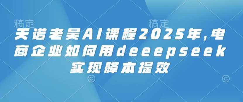 天诺老吴AI课程2025年，电商企业如何用deeepseek实现降本提效-星河轻创