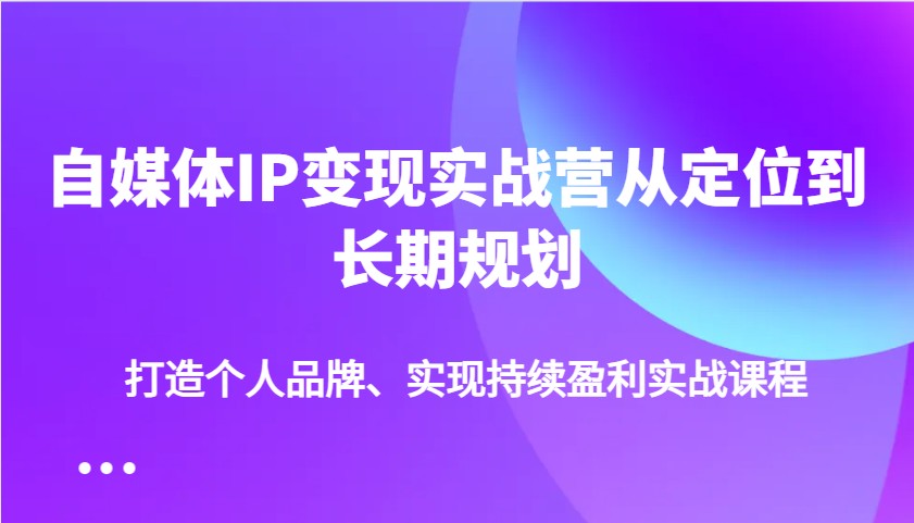 自媒体IP变现实战营从定位到长期规划,打造个人品牌、实现持续盈利实战课程-星河轻创