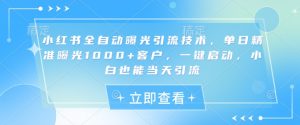 小红书全自动曝光引流技术，单日精准曝光1000+客户，一键启动，小白也能当天引流【揭秘】-星河轻创