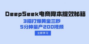 DeepSeek电商降本提效秘籍：3招打爆黄金三秒，5分钟量产200视频-星河轻创