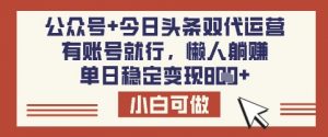 公众号+今日头条双代运营，有账号就行，单日稳定变现8张【揭秘】-星河轻创