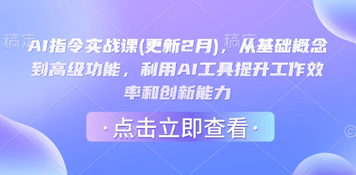 AI指令实战课(更新2月)，从基础概念到高级功能，利用AI工具提升工作效率和创新能力-星河轻创