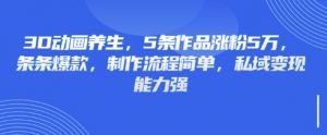 3D动画养生，5条作品涨粉5万，条条爆款，制作流程简单，私域变现能力强-星河轻创