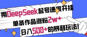 用DeepSeek起号速度开挂，单条作品涨粉2w+，日入5张+的暴利玩法-星河轻创