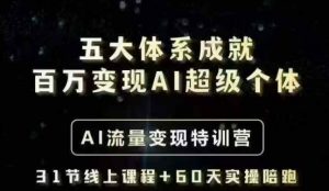 五大体系成就百万变现AI超级个体- AI流量变现特训营，一步一步教你一个人怎么年入百W-星河轻创