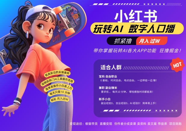 小红书数字人暴力起号，AI改写文案，再也不用费劲录口播，流量火爆月入破W轻松拿捏-星河轻创