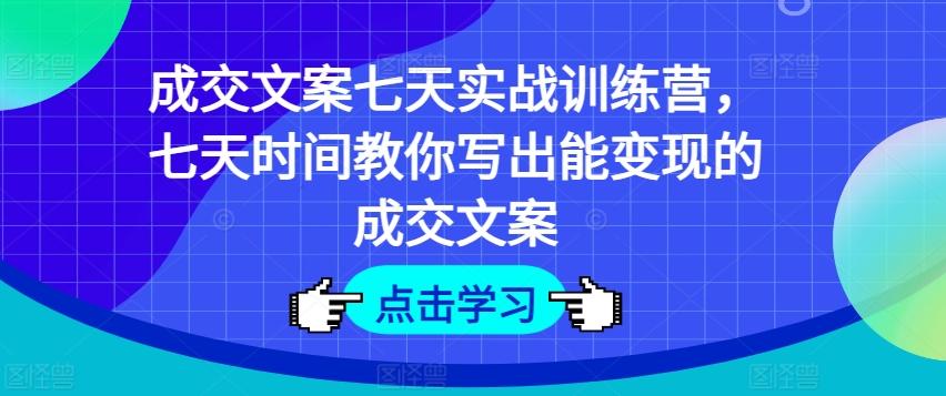 成交文案七天实战训练营，七天时间教你写出能变现的成交文案-星河轻创