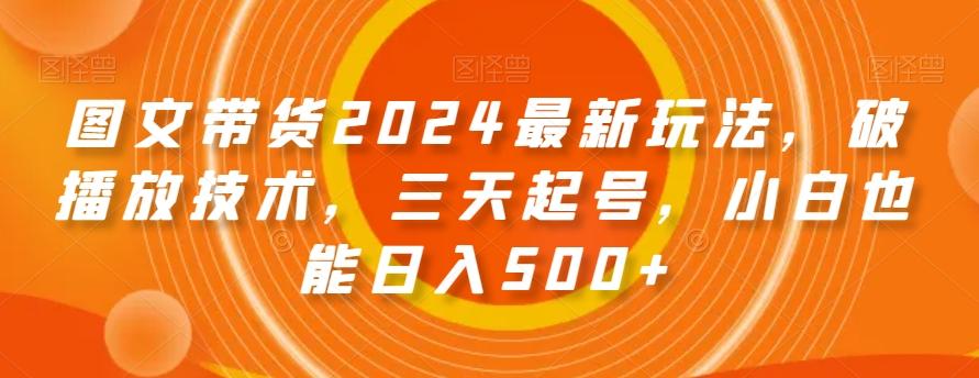 图文带货2024最新玩法，破播放技术，三天起号，小白也能日入500+【揭秘】-星河轻创