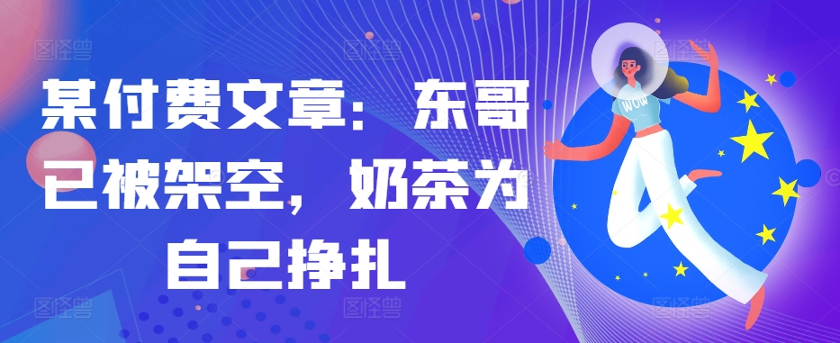 某付费文章：东哥已被架空，奶茶为自己挣扎!!-星河轻创