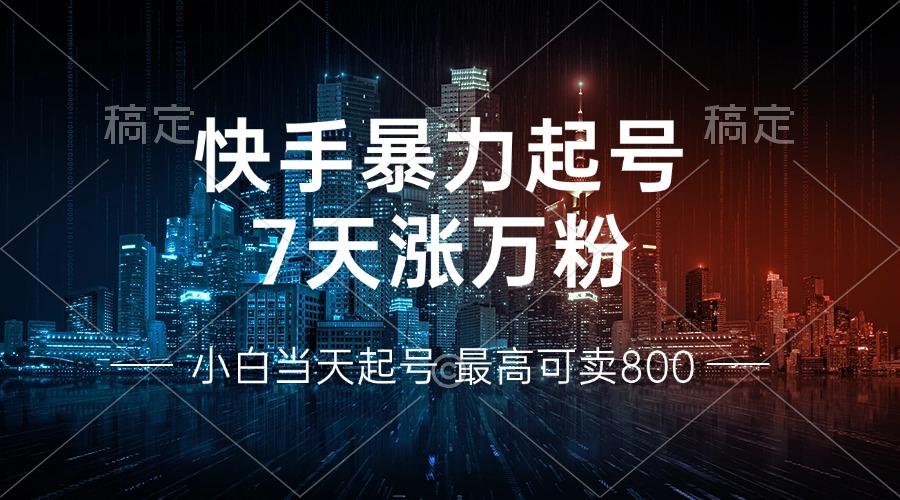 快手暴力起号，7天涨万粉，小白当天起号 多种变现方式，账号回收，单月...-星河轻创