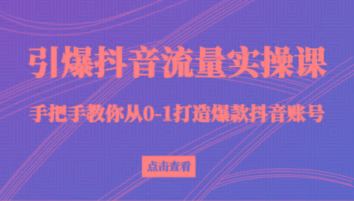 引爆抖音流量实操课，手把手教你从0-1打造爆款抖音账号(27节课)-星河轻创