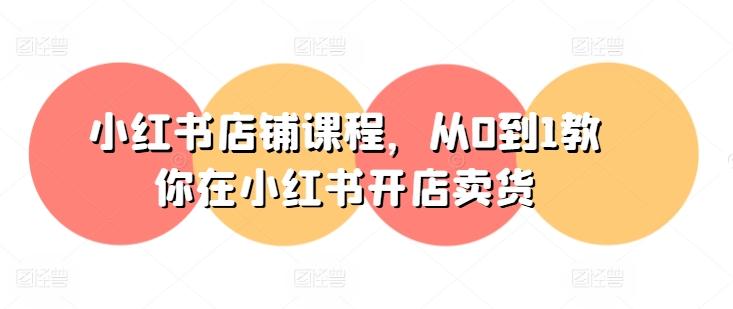 小红书店铺课程，从0到1教你在小红书开店卖货-星河轻创