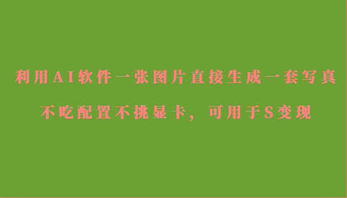 利用AI软件只需一张图片直接生成一套写真，不吃配置不挑显卡，可用于S变现-星河轻创
