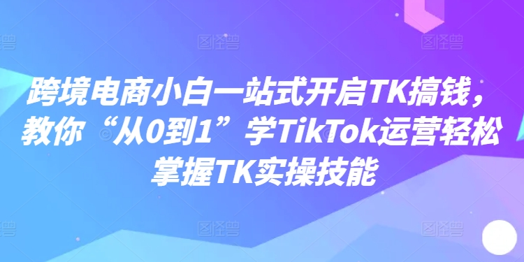 跨境电商小白一站式开启TK搞钱，教你“从0到1”学TikTok运营轻松掌握TK实操技能-星河轻创