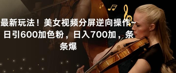 最新玩法！美女视频分屏逆向操作~日引600加色粉，日入700加，条条爆【揭秘】-星河轻创